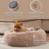 Bedsure Calming Fluffy Plush Faux Fur Orthopedic Anti-Slip Donut Dog & Cat Bed with Removable Cover, Camel, Small - Image 2